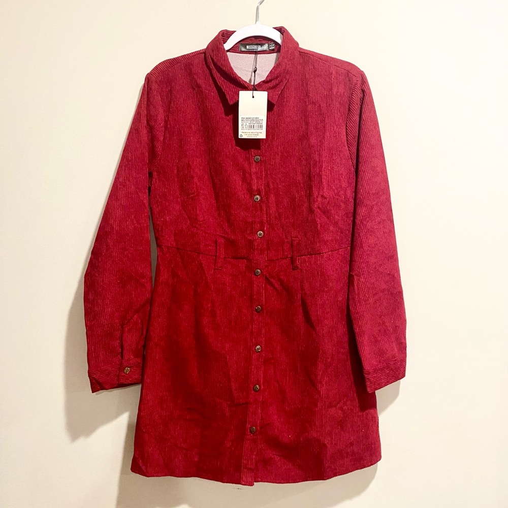NWT ASOS Missguided red corduroy dress — missing belt